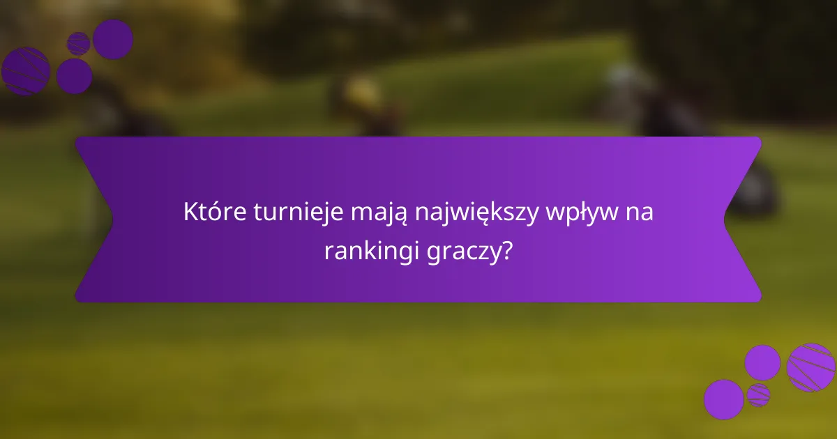 Które turnieje mają największy wpływ na rankingi graczy?